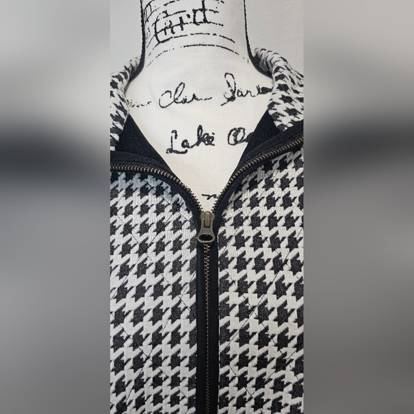 CHICO'S Women's Black & White Houndstooth Zip-Up Pocket Jacket Size 3/XL/16 - Picture 6 of 13